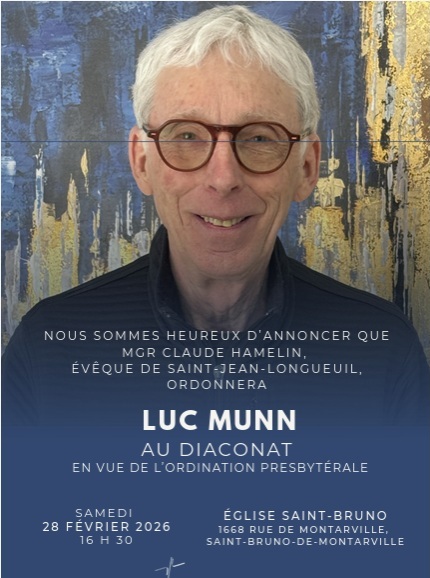 Luc Munn ordination diaconale 28 février 2026 Diocèse Saint-Jean-Longueuil