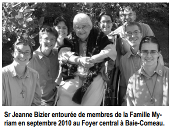 Hommage à Sœur Jeanne Bizier, fondatrice de la Famille Myriam Beth'léhem