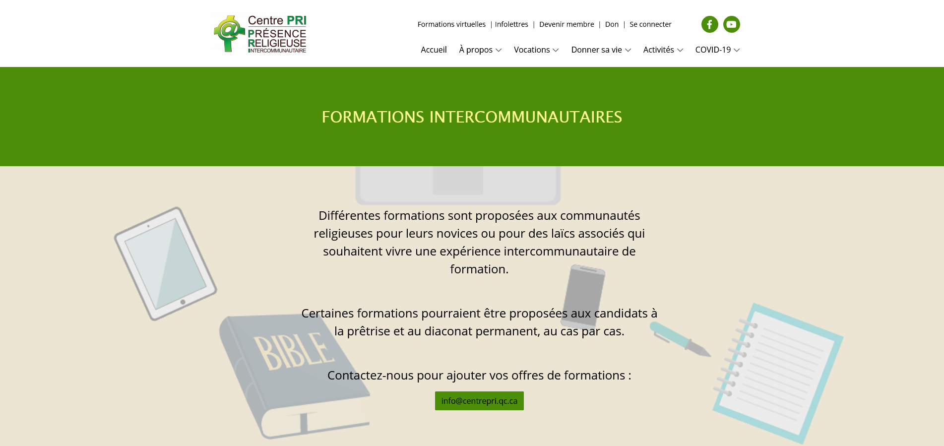 Nouvelle page de répertoire des formations inter-communautaires