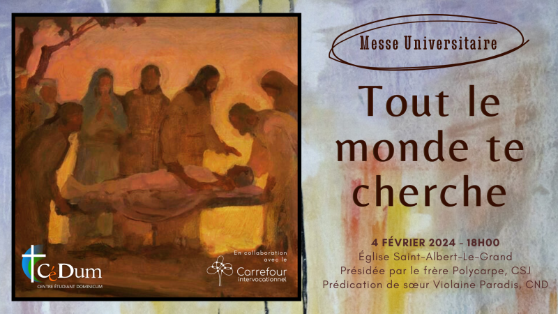 Messe avec les jeunes du CéDum à l'occasion de la Journée mondiale de la vie consacrée le 4 février 2024