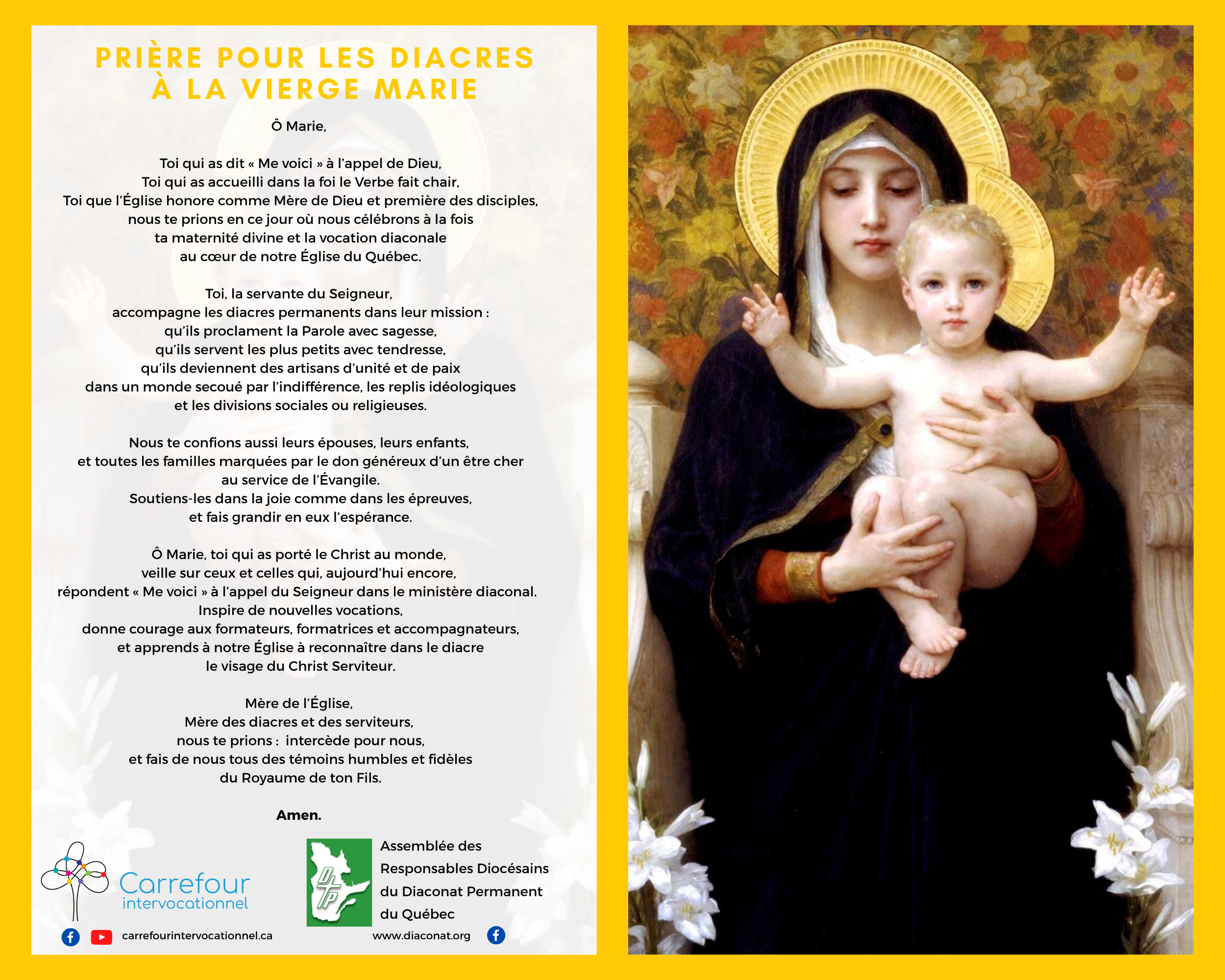 Affiche - Prière pour le diaconat permanent